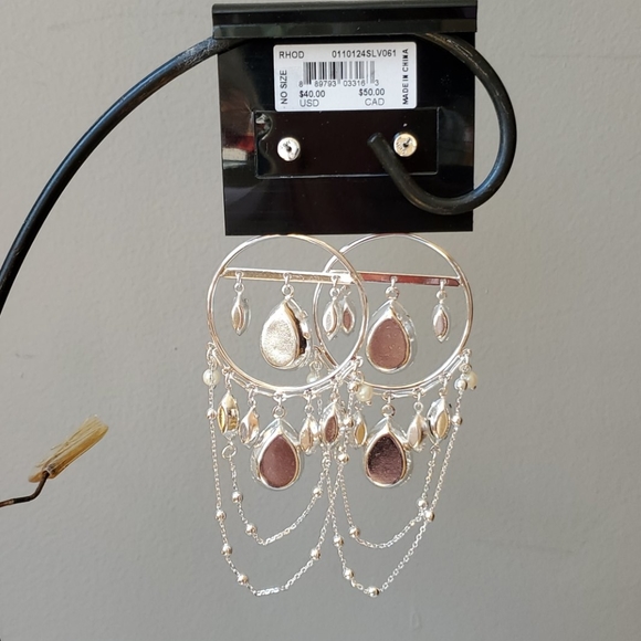 BCBGeneration Rhinestone Silver Dangle Earrings - Picture 5 of 8